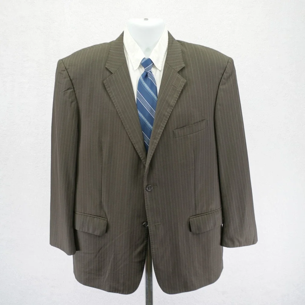 Pronto Uomo Couture Super 120s Wool Green Striped 2 Piece‎ Suit 44R 36 / 27
